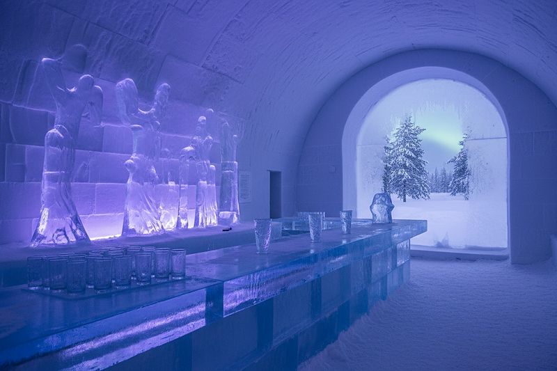 Ice bar and snow restaurant made of snow and ice