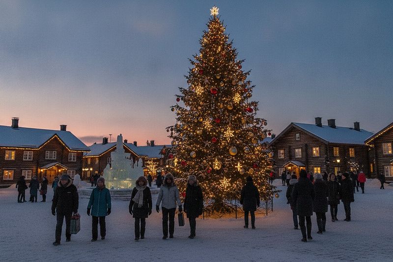 The Christmas tree on the village square
